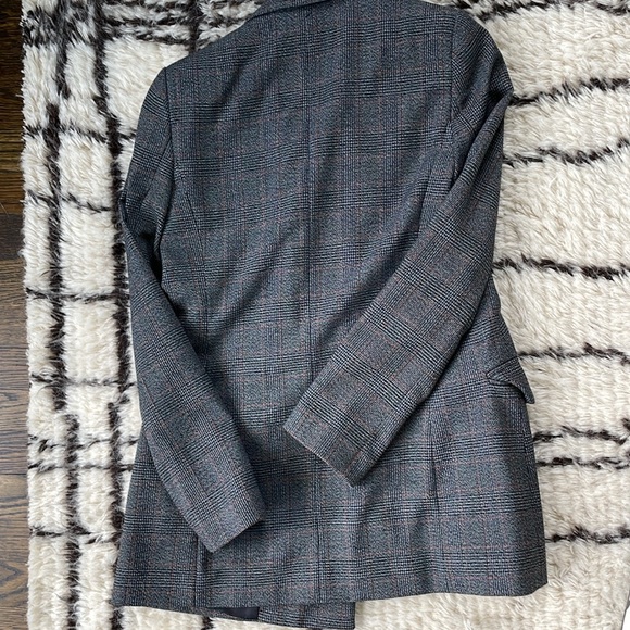Zara Brown Checked Micro Plaid Double Breasted Overszied Blazer Size XS - Picture 3 of 4